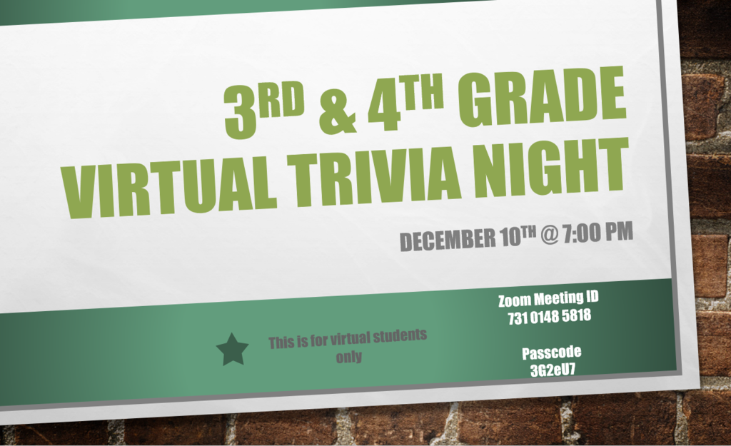 3rd/4th grade Virtual Parent Night